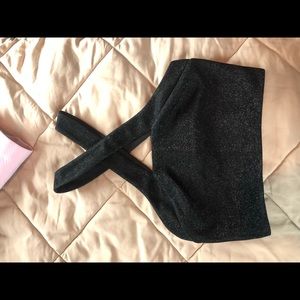 Sparkly cross- strapped crop top